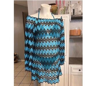 Crochet Lace‎ Sheer Off Shoulder Dress XLarge Beach Cover Up Vacation Spring